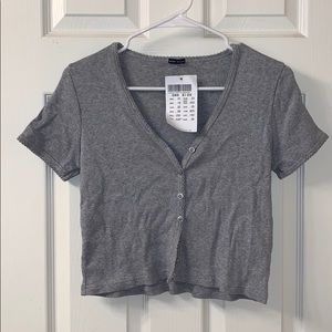 Grey button up t-shirt